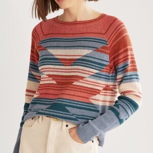 Pendleton WOMEN'S RAGLAN COTTON GRAPHIC SWEATER NWT medium knit top blue red